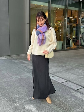 「URBAN RESEARCH（アーバンリサーチ）のアイテム（ストール/ショール）」を使った、momokaさん（レディース・164cm）の冬コーディネート