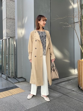 「スクエアトゥ」｜「アイテム（トレンチコート）」を使った、momokaさん（レディース・164cm）の春コーディネート