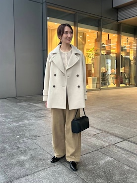 「アイテム（ピーコート）」を使った、momokaさん（レディース・164cm）の秋コーディネート