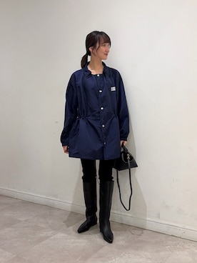 「URBAN RESEARCH（アーバンリサーチ）のcrinkle crinkle crinkle　GATHER MONSTER COACH JACKET（テーラードジャケット、ブルー系）」を使った、momokaさん（レディース・164cm）の秋コーディネート