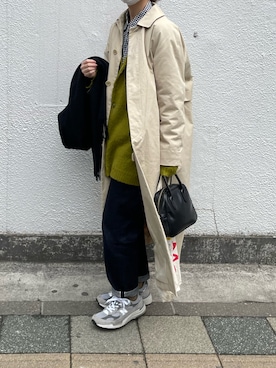 「YAECA」｜「アイテム（ステンカラーコート）」を使った、ayaさん（レディース・161cm）の冬コーディネート