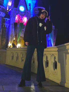 「センタープレスパンツ」｜「アイテム（ブーツ）」を使った、あかさん（レディース・163cm）の冬コーディネート