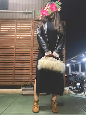 「GRL（グレイル）のアイテム（ライダースジャケット）」を使った、あっき✲さん（レディース・154cm）の冬コーディネート