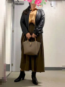 「GRL（グレイル）のアイテム（ライダースジャケット）」を使った、あっき✲さん（レディース・154cm）の春コーディネート