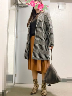 「GRL（グレイル）のアイテム（チェスターコート）」を使った、あっき✲さん（レディース・154cm）の冬コーディネート