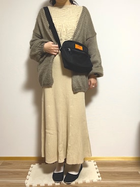「チドリ柄」｜「アイテム（ワンピース/ドレス）」を使った、meme⁂さん（レディース・162cm）の冬コーディネート