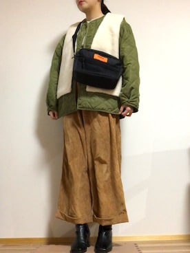 「w closet（ダブルクローゼット）のアイテム（その他アウター）」を使った、meme⁂さん（レディース・162cm）の冬コーディネート