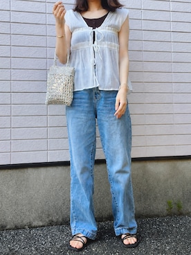 「classicalelf（クラシカルエルフ）のアイテム（パンツ）」を使った、mippeさん（レディース・159cm）の夏コーディネート