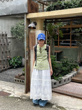 「BEAMS BOY（ビームスボーイ）のアイテム（キャップ、ブルー系）」を使った、Joyyyy🧃さん（レディース・160cm）の夏コーディネート
