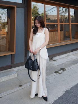 「スカートコーデ」｜「アイテム（ベスト）」を使った、おみくさん（レディース・163cm）の秋コーディネート