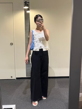 「迷彩パンツ」｜「アイテム（ニット/セーター）」を使った、おみくさん（レディース・163cm）の夏コーディネート