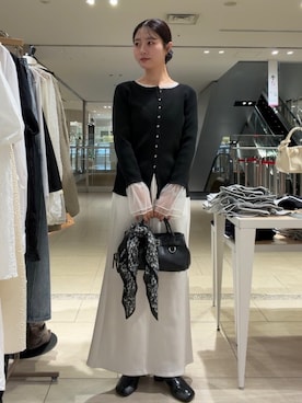 「mystic（ミスティック）のWベルトスウェットスカート（スカート、ホワイト系）」を使った、おみくさん（レディース・163cm）の春コーディネート