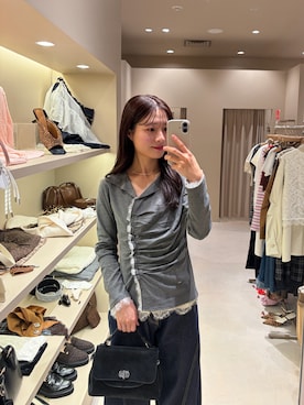 「mystic（ミスティック）のダブルフラップ2wayBAG（トートバッグ、ブラック系）」を使った、おみくさん（レディース・163cm）の秋コーディネート