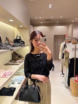 「mystic（ミスティック）の【タックデザイン/3サイズ展開】ワイドベルトタックパンツ（その他パンツ、ベージュ系）」を使った、おみくさん（レディース・163cm）の秋コーディネート