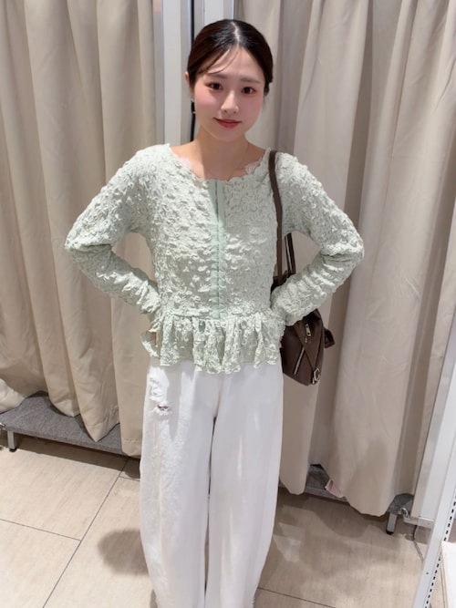 セール】【3色展開/羽織りとしても◎】シャーリングペプラム TOPS