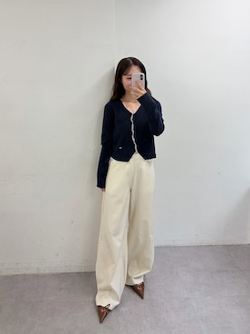 「mystic（ミスティック）のバレルスラックス（その他パンツ、ホワイト系）」を使った、おみくさん（レディース・163cm）の夏コーディネート