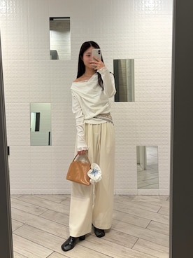 「mystic（ミスティック）のラウンドローファー（ブーツ、ブラック系）」を使った、おみくさん（レディース・163cm）の春コーディネート