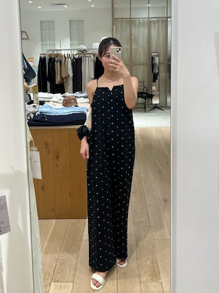 mystic ドット刺繍キャミサロペ ブラック1 ドット刺繍キャミサロペ | mystic(ミスティック)レディース