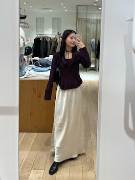 「mystic（ミスティック）のアイテム（スカート）」を使った、おみくさん（レディース・163cm）の秋コーディネート