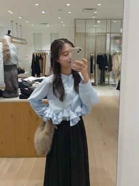 「アイテム（トートバッグ）」を使った、おみくさん（レディース・163cm）の秋コーディネート