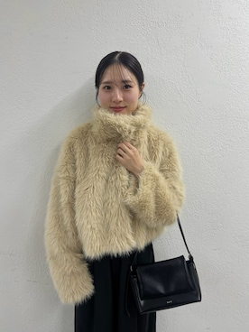 「mystic（ミスティック）の【ZOZO限定REVIVAL】26AWショートファーコート（その他アウター、ベージュ系）」を使った、おみくさん（レディース・163cm）の夏コーディネート