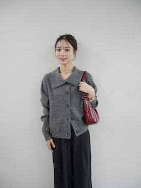 「mystic（ミスティック）のフリルイージーパンツ（その他パンツ、ブラック系）」を使った、おみくさん（レディース・163cm）の夏コーディネート
