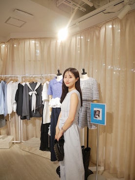 「mystic（ミスティック）の【lilium by lily】シェイプリボンオールインワン（その他パンツ、ブルー系）」を使った、おみくさん（レディース・163cm）の夏コーディネート