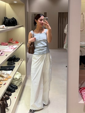 「mystic（ミスティック）のラップリボンパンツ（その他パンツ、ホワイト系）」を使った、おみくさん（レディース・163cm）の夏コーディネート