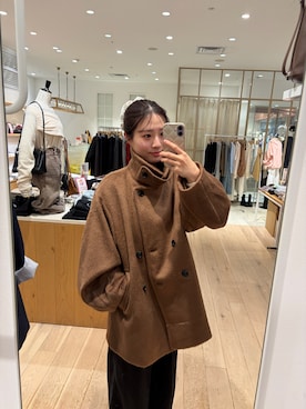 「アイテム（その他アウター、ブラウン系）」を使った、おみくさん（レディース・163cm）の冬コーディネート