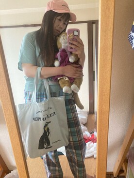 「SMELLY（スメリー）のアイテム（帽子）」を使った、Dyune(デュネ)さん（レディース・161cm）の夏コーディネート