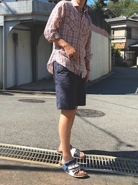 「HANES（ヘインズ）のアイテム（シューズ）」を使った、ネガインキャさん（メンズ・175cm）の夏コーディネート