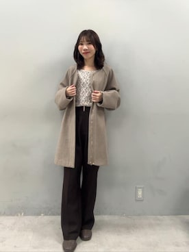 「アイテム（ノーカラーコート）」を使った、りーちゃんさん（レディース・149cm）の冬コーディネート
