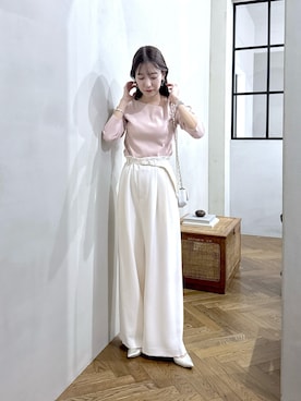 「オフィススタイル」｜「アイテム（パンツ）」を使った、miki：）さん（レディース・158cm）の冬コーディネート