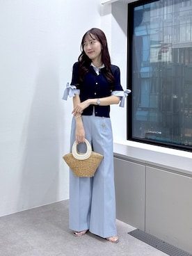 「La boutique BonBon（ラブティックボンボン）の【miki監修・新色登場】ドライオックスマリンパンツ（その他パンツ、ブルー系）」を使った、miki：）さん（レディース・158cm）の春コーディネート