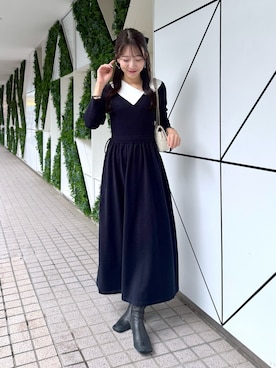 「アイテム（ワンピース、ブルー系）」を使った、miki：）さん（レディース・158cm）の秋コーディネート