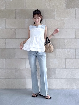 「ぺプラムトップス」｜miki：）さん（レディース・158cm）の夏コーディネート