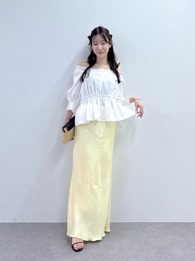 「La boutique BonBon（ラブティックボンボン）のきらきらサテンロングナロースカート（スカート）」を使った、miki：）さん（レディース・158cm）の冬コーディネート