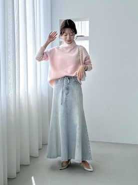 「アイテム（デニムスカート）」を使った、miki：）さん（レディース・158cm）の秋コーディネート