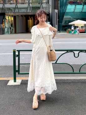 「La boutique BonBon（ラブティックボンボン）の【シリーズ累計お気に入り数1.5万突破！接触冷感・UVカット】クールタッチUVクロップドカーディガン（カーディガン/ボレロ、ホワイト系）」を使った、miki：）さん（レディース・158cm）の春コーディネート