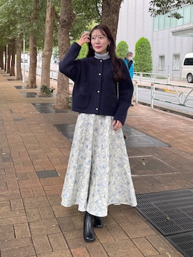 「アイテム（ノーカラージャケット）」を使った、miki：）さん（レディース・158cm）の秋コーディネート