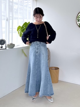 「アイテム（デニムスカート）」を使った、miki：）さん（レディース・158cm）の夏コーディネート