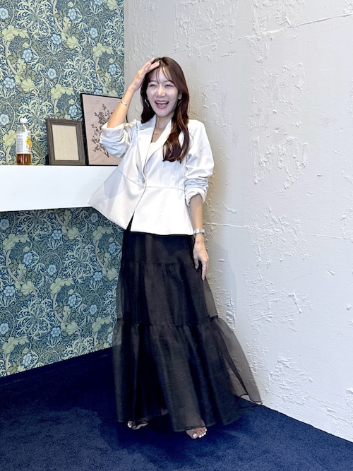 ラブティックボンボン シアーオーガンジーティアードスカート ブラック/Fサイズ ラブティックボンボン シアーオーガンジーティアードスカート