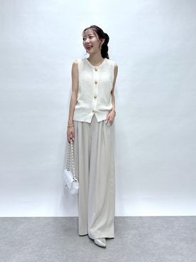 「ワイドパンツ 」｜「アイテム（バッグ）」を使った、miki：）さん（レディース・158cm）の春コーディネート
