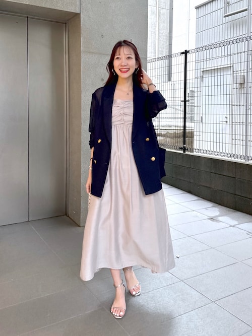 ラブティックボンボン レーヨンリネンシアースラブワンピース サックス