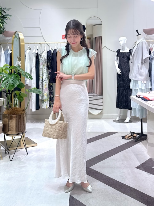 La boutique Bonbon バッグ　S セール】パールハンドルブレードバスケットS（トートバッグ