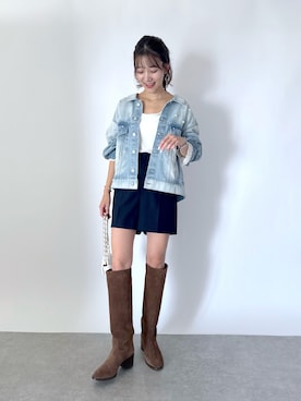 「アイテム（デニムジャケット）」を使った、miki：）さん（レディース・158cm）の夏コーディネート