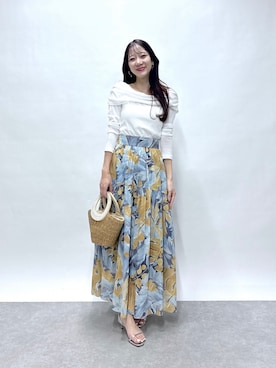 「アイテム（かごバッグ）」を使った、miki：）さん（レディース・158cm）の春コーディネート
