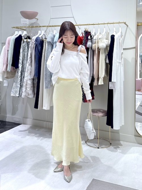 復刻！miki監修カラーあり】ミニ裏毛オフショルリボンプルオーバー