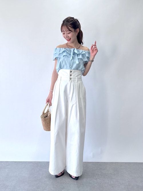 セール】【3サイズ展開】ハイウエストバギーデニムパンツ