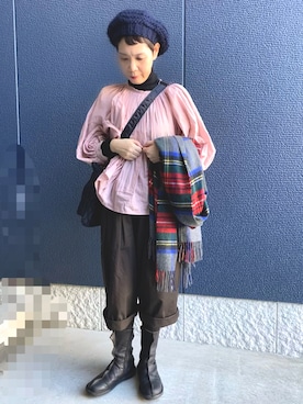 「R&D.M.Co OLDMAN’S TAILOR（オールドマンズテイラー）のアイテム（トップス）」を使った、kcocoronさん（レディース・160cm）の秋コーディネート
